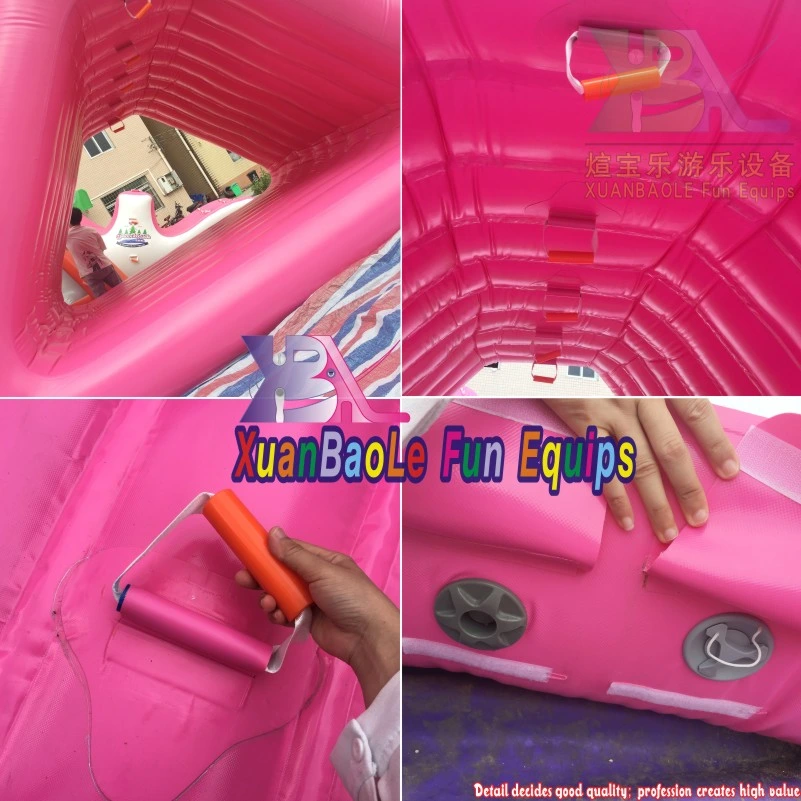 Fun Water World Amusement Floating Pink Triangle Inflatable Water Slide with Climbing Free Fall Waterslide