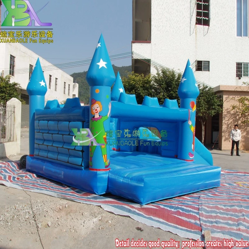 Xuanbaole Children Fun Park Bouncing Castle with Slide, PVC Kids Blue Inflatable Air Soft Bouncer