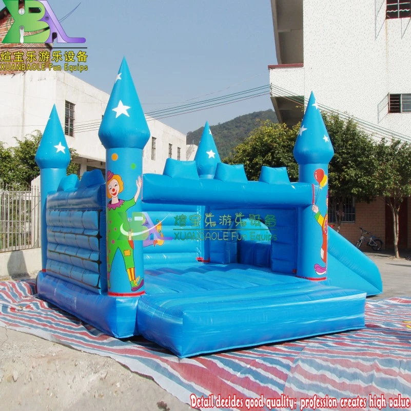 Xuanbaole Children Fun Park Bouncing Castle with Slide, PVC Kids Blue Inflatable Air Soft Bouncer