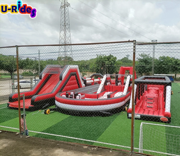 Outdoor inflatable trampoline park obstacles park ninja warrior running inflatable obstacle course for kids and adult Commercial Halloween events