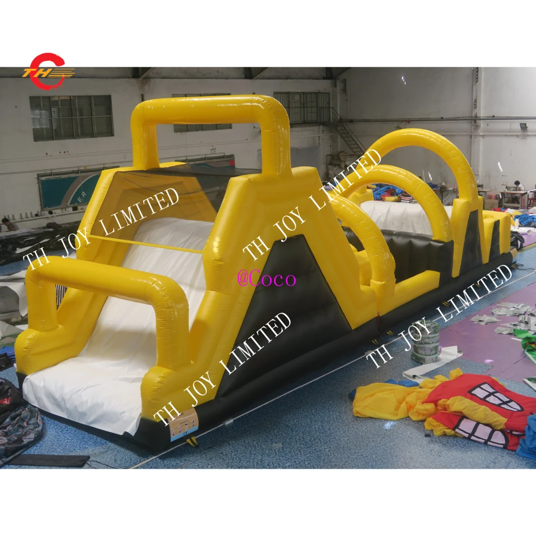 Wipeout Inflatable Obstacle Course, Giant Commercial Adult Inflatable Obstacle Course with Bounce Slide
