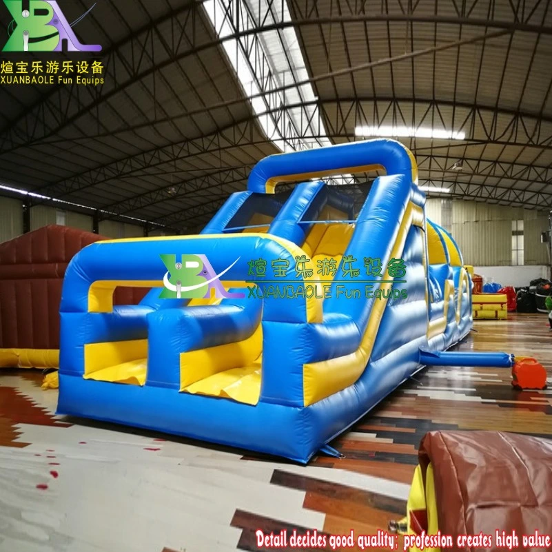 Party Rental Children Jumping Castle Inflatable Obstacle Course Equipment, Yellow &amp; Blue Inflatable Challenge Obstalce Course Sport