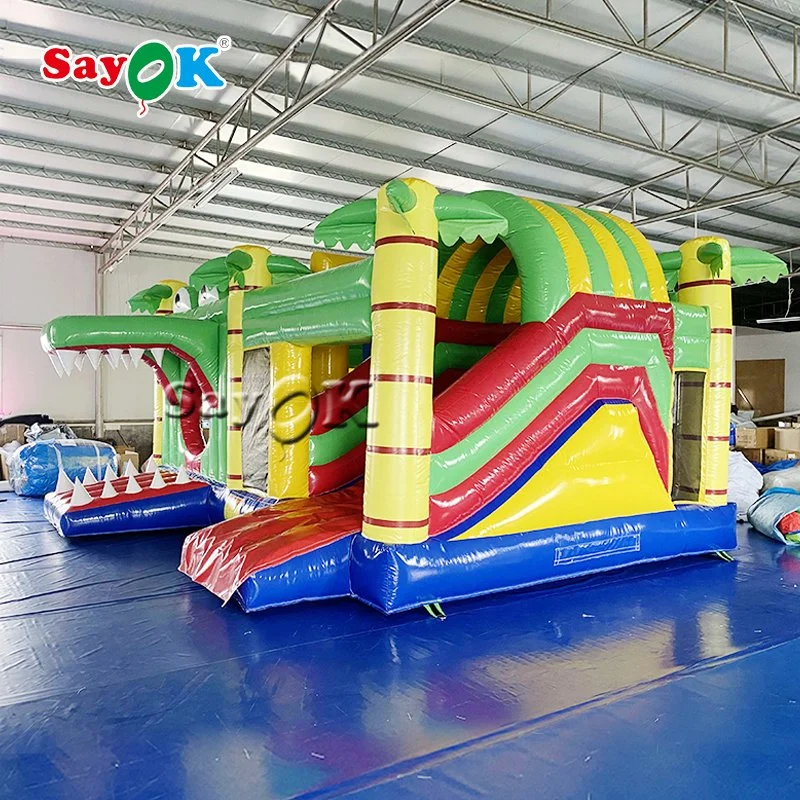 Professional Animal Theme Kids Playground Crocodile Water Bounce House Inflatable Bouncy Castle with Slide
